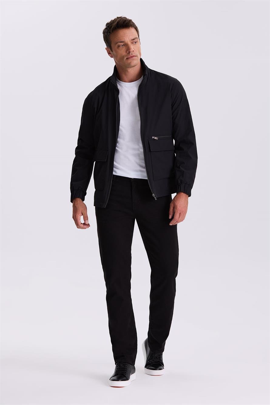 Black Comfort Fit With A Straight Collar