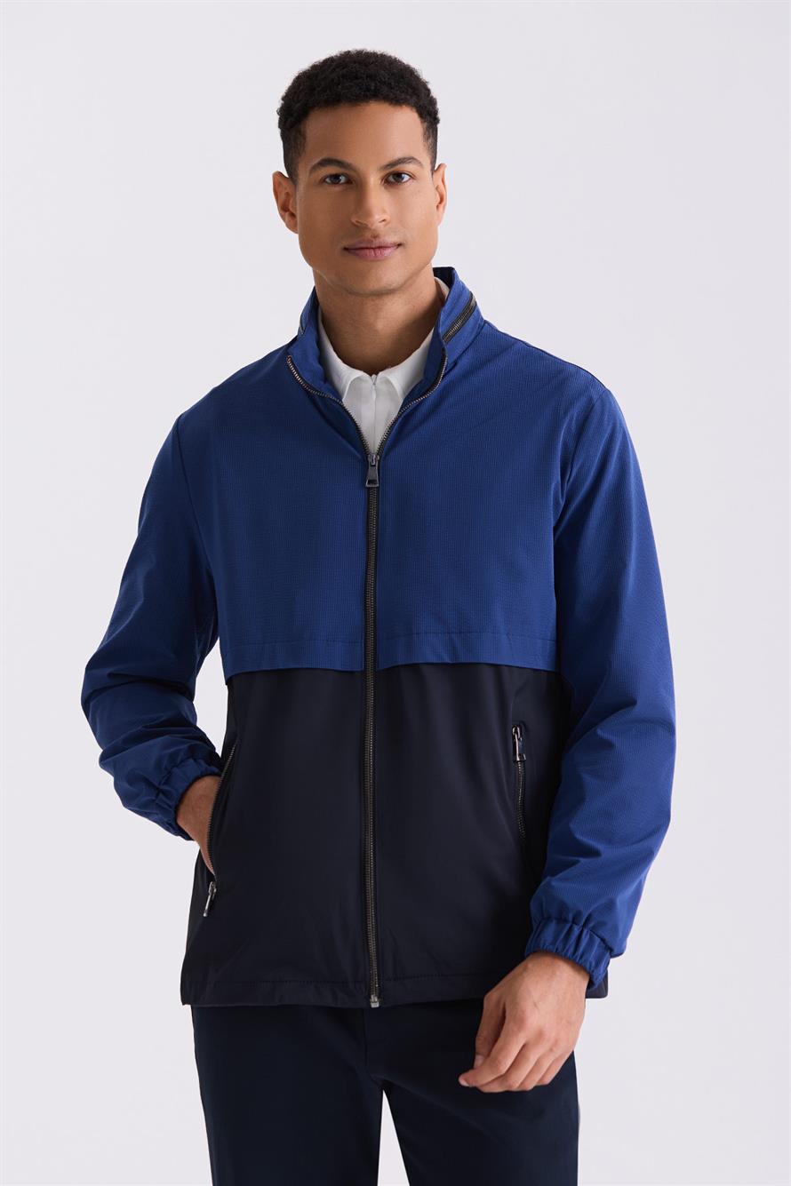 Blue Comfort Fit Judge Collar Is A Seasonal Jacket.