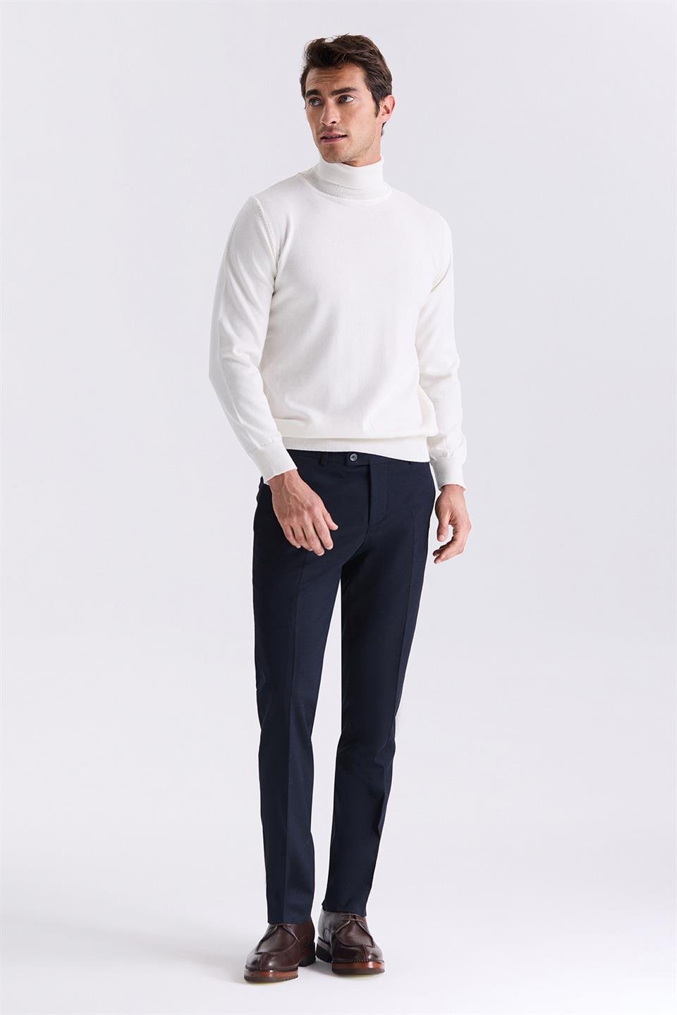 Navy Slim Fit Cloth Trousers