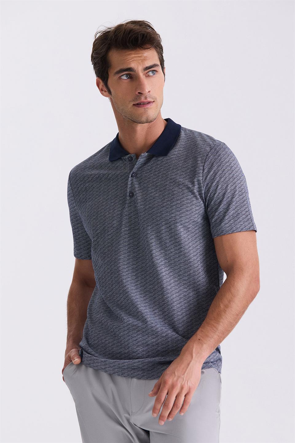 Navy Regular Fit Polo Collar T Shirt