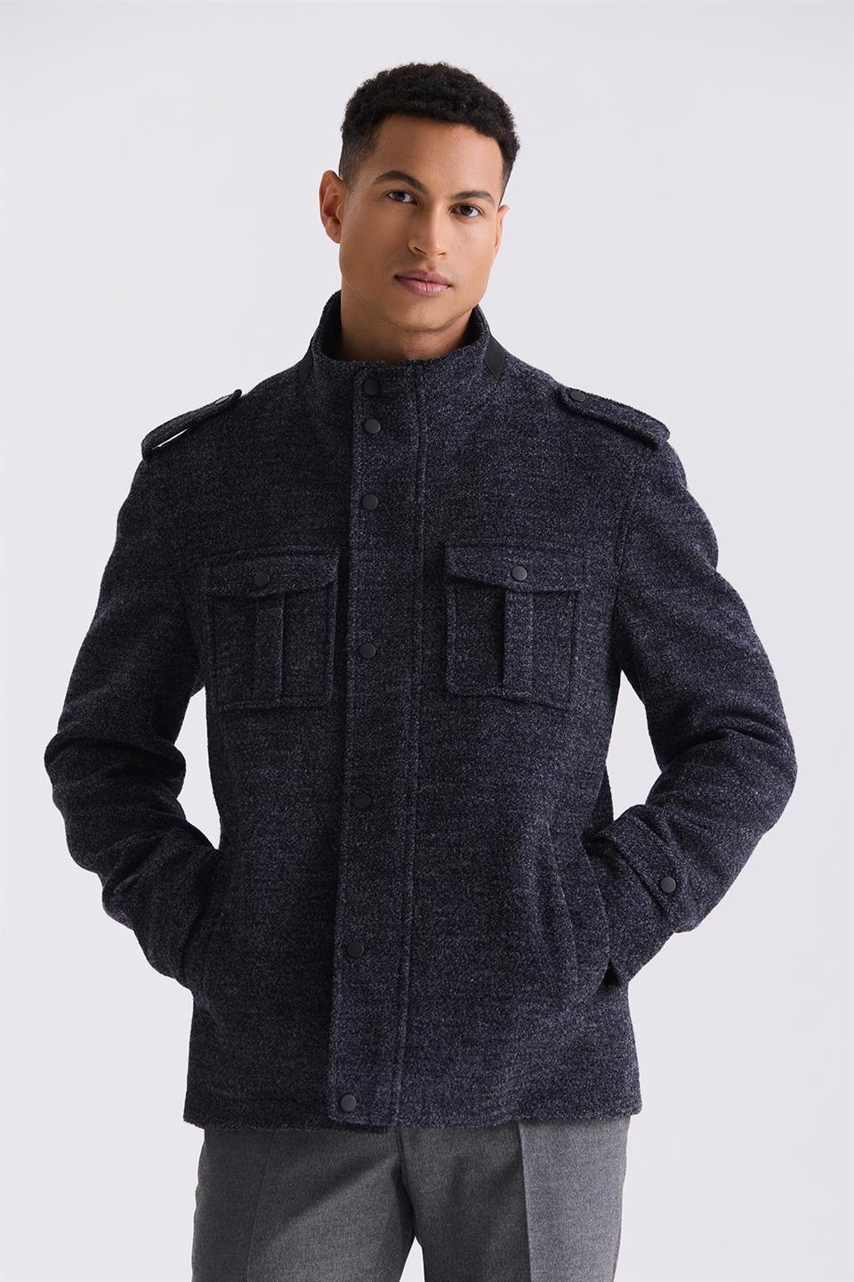 Dark Navy Slim Fit Judge Collar Is A Sports Collar Jacket