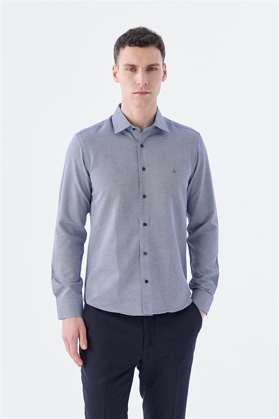 Dark Navy Comfort Fit Cotton Shirt