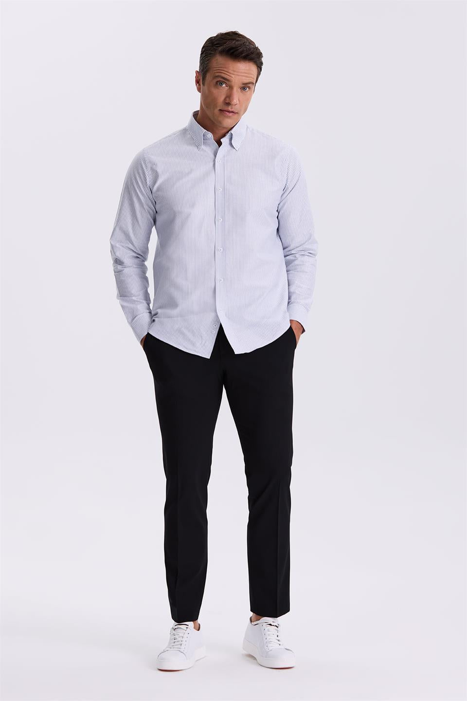 Black Comfort Fit Bamboo Mixed Comfort Cut Flexible Fabric Trousers