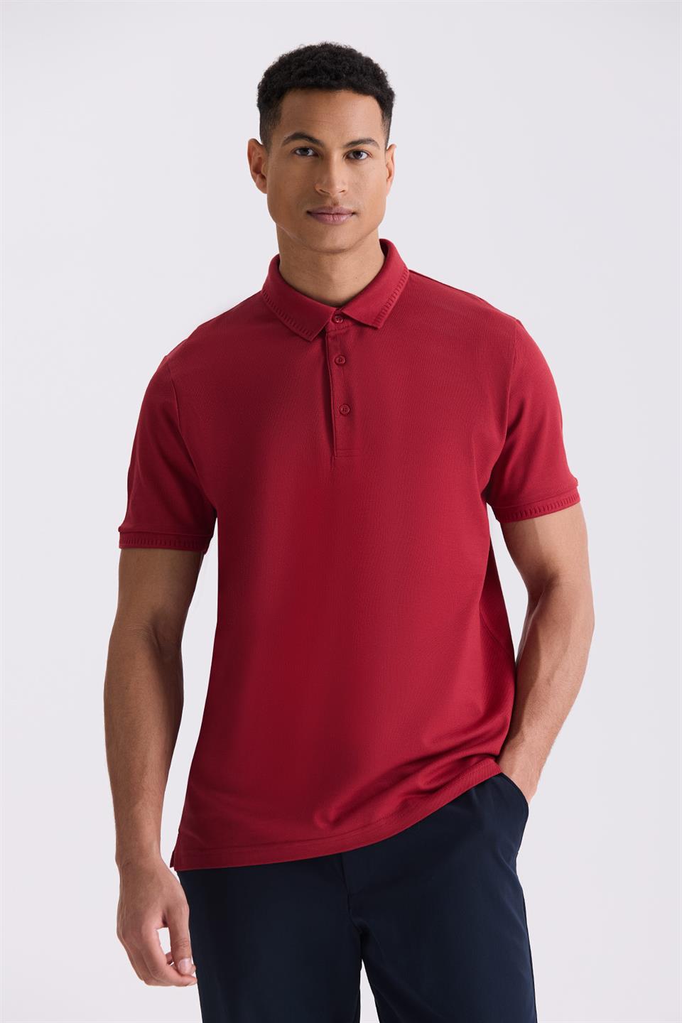 Maroon Slim Fit 100% Cotton Merserize Polo Collar T Shirt That Was Worn In The Summer