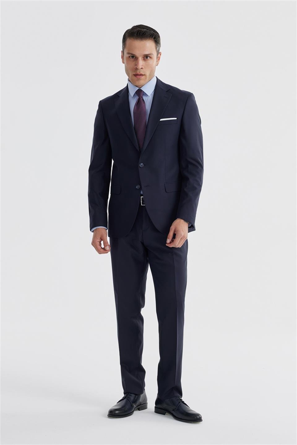 Navy Slim Fit Single Collar Flat Suit