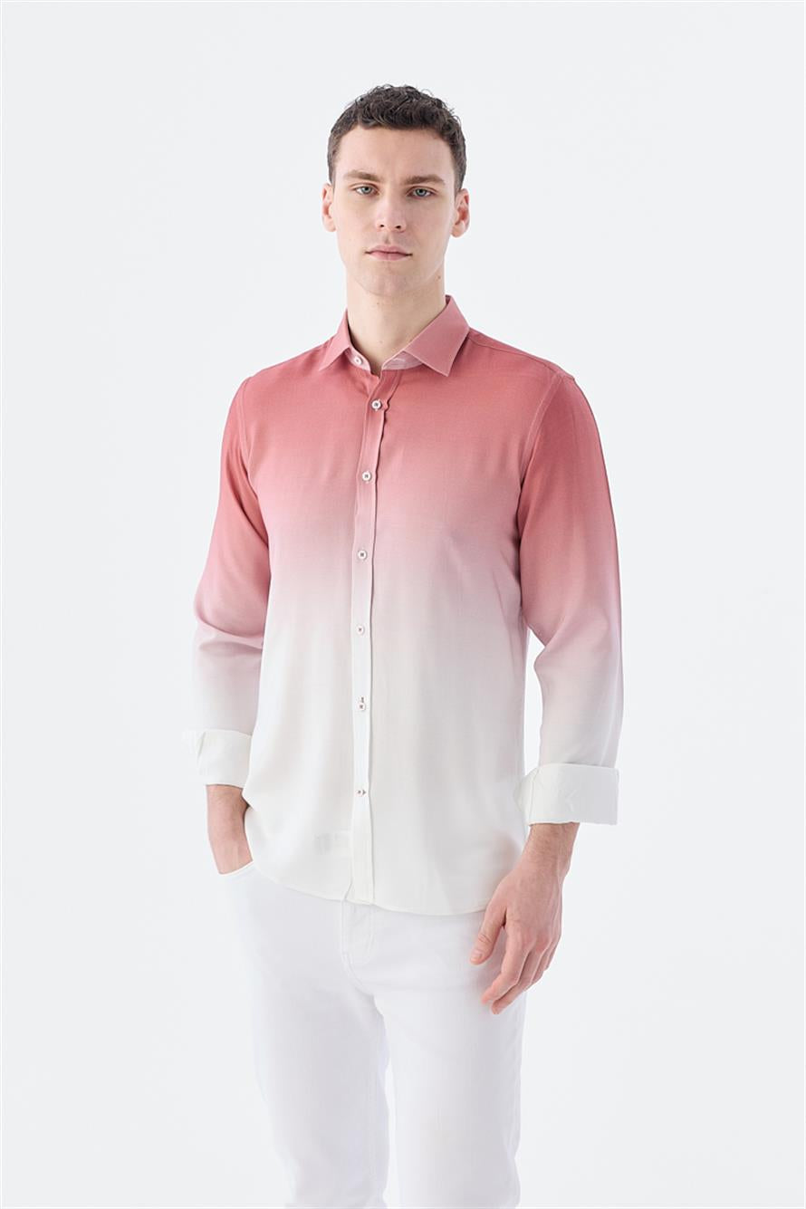 Dried Rose Comfort Fit Buttoned Collar