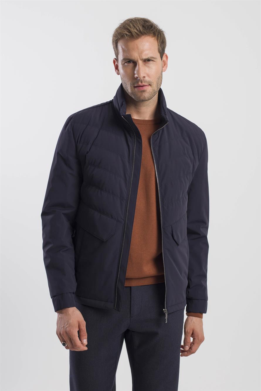 Navy Jacket Comfort Fit with a Straight Collar