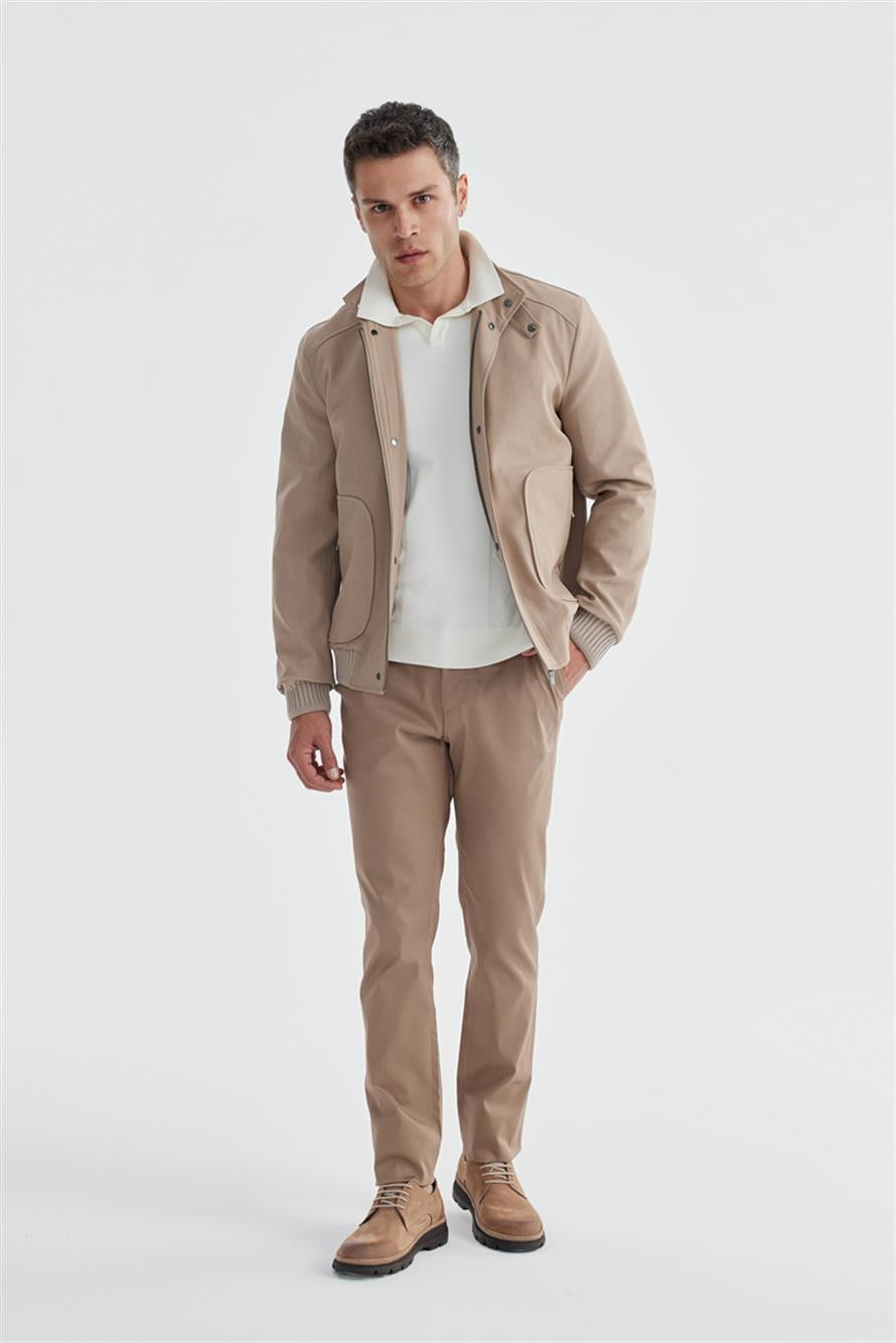 Beige Comfort Fit Casual Jacket