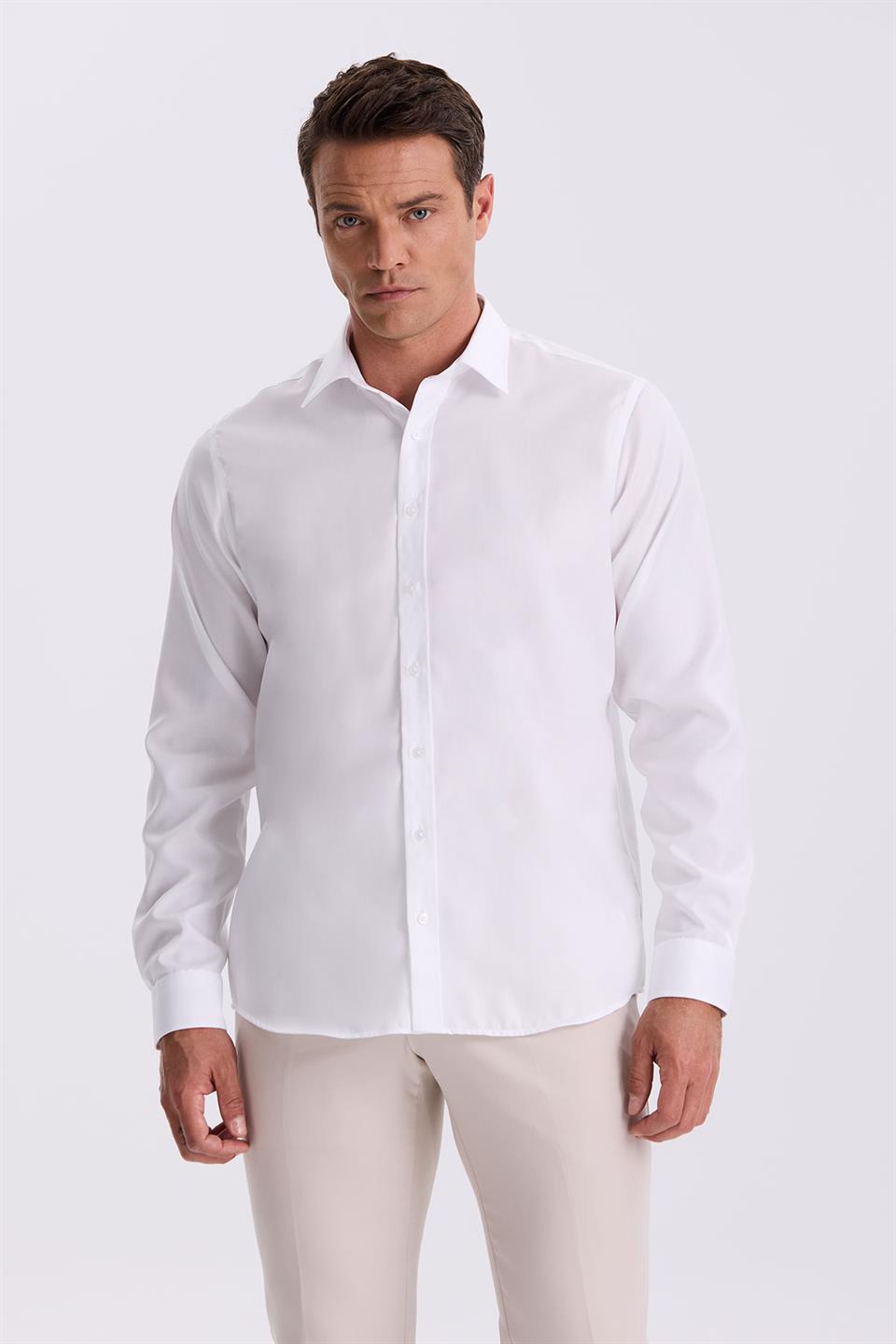 White Comfort Fit 100% Cotton Non-Iron Shirt