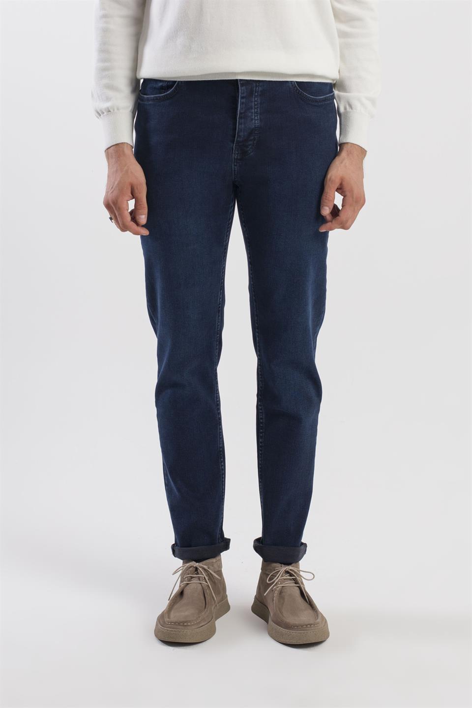 Dark Navy Slim Fit Washable Cotton Jeans And Jeans Pants