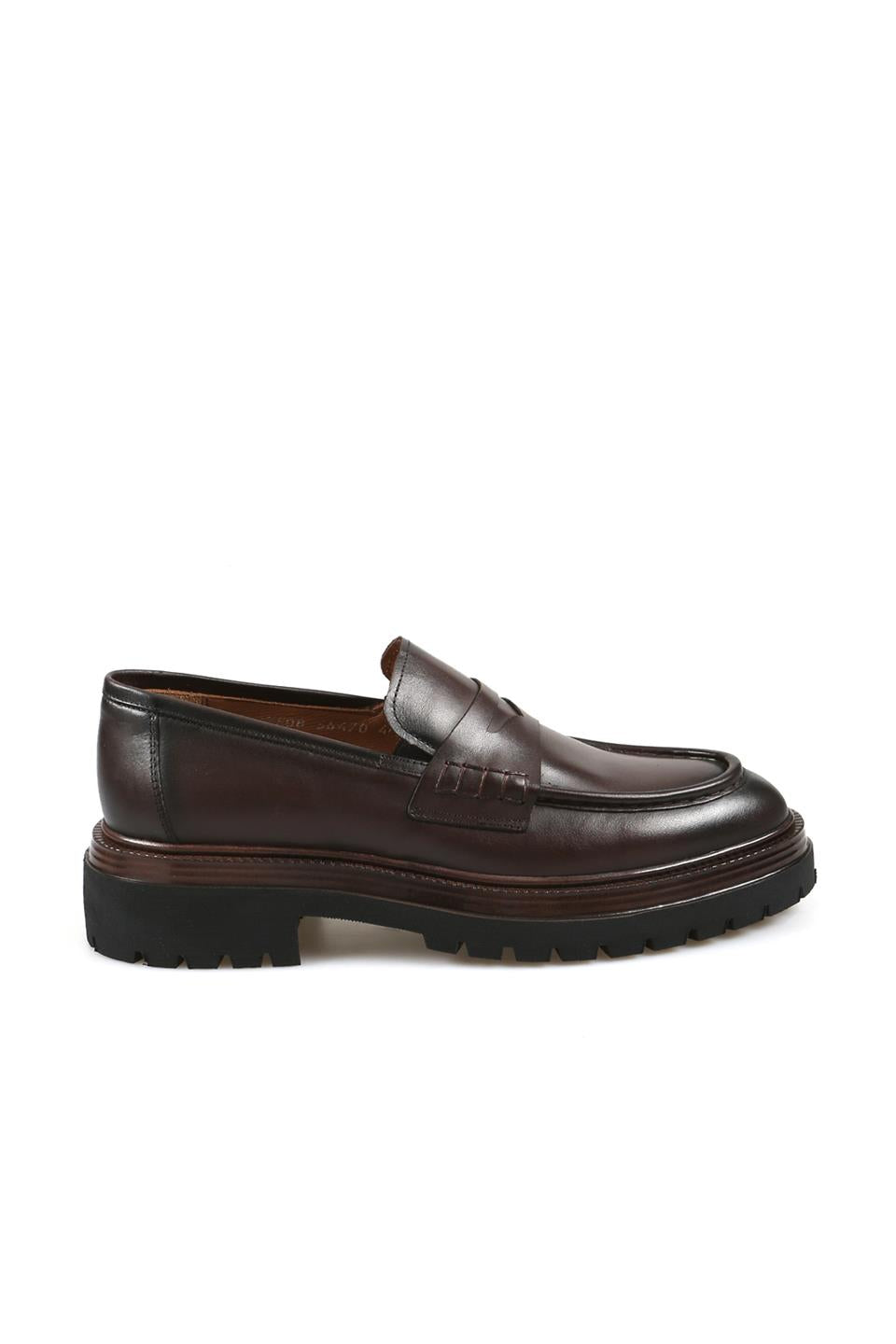 Coffee 100% Leather High Soled Loafer Shoes