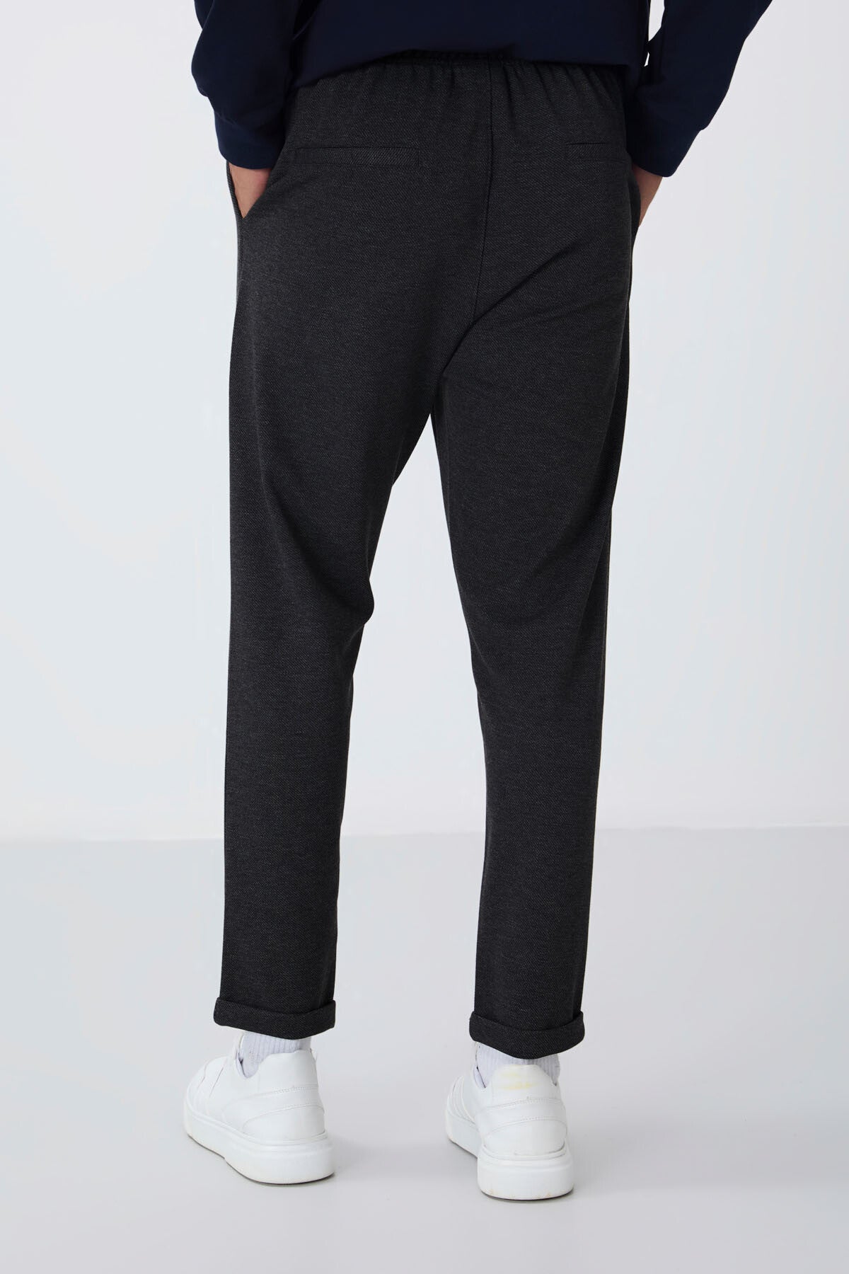 Anthracite Melange Textured Surface Standard Fit Men's Tracksuit Bottom - 82154