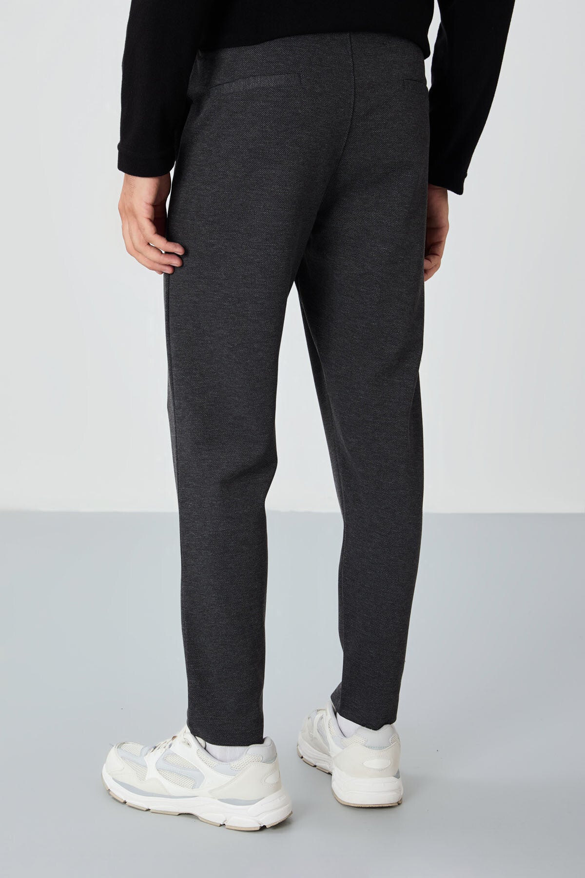 Anthracite Melange Textured Surface Standard Fit Men's Tracksuit Bottom - 82155