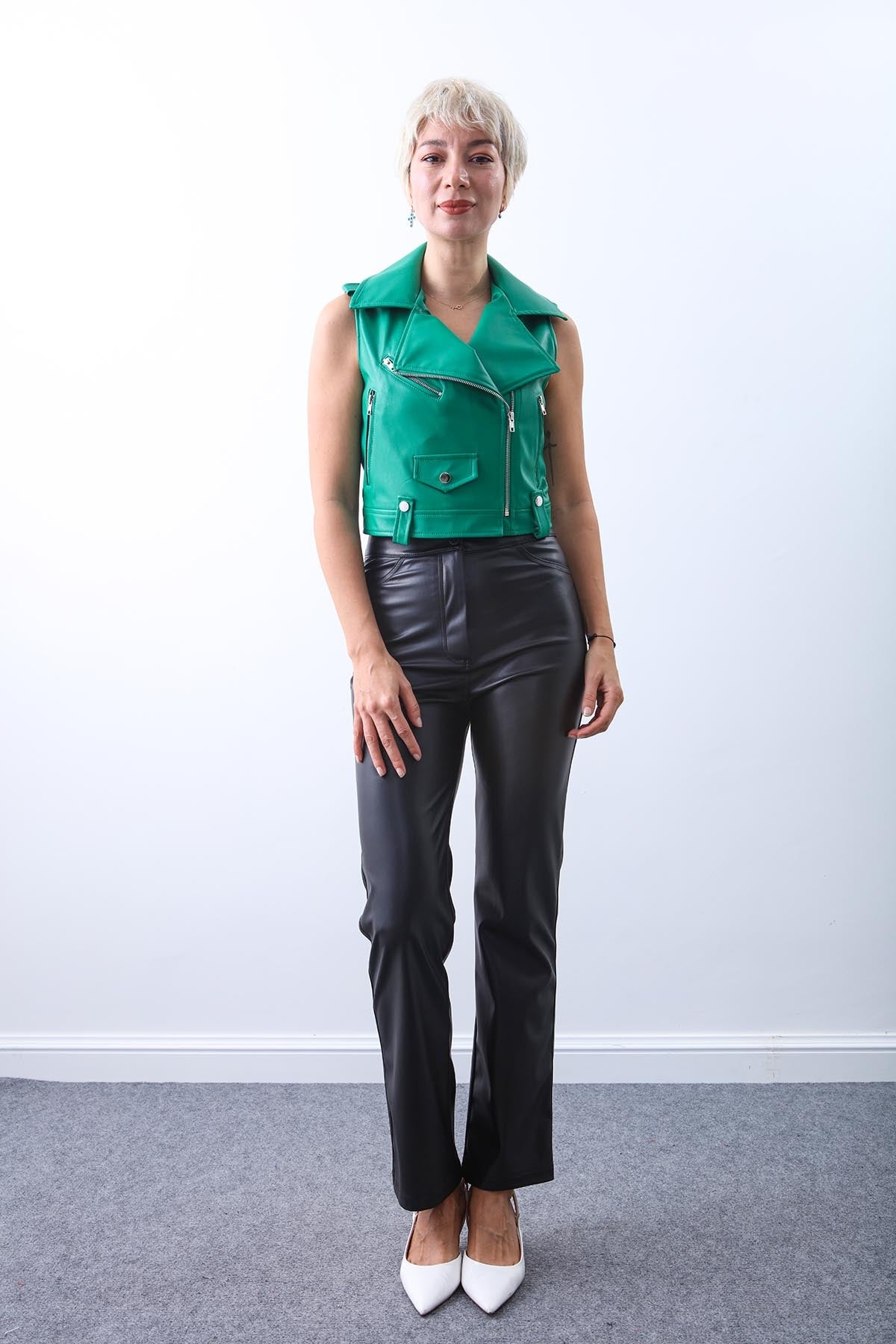 ZIPPERED LEATHER VEST