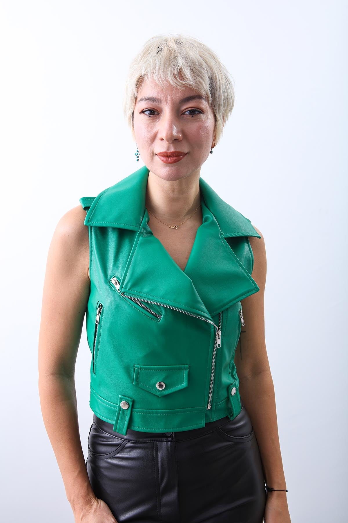 ZIPPERED LEATHER VEST