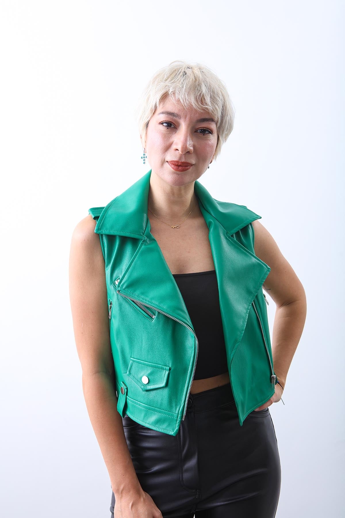ZIPPERED LEATHER VEST