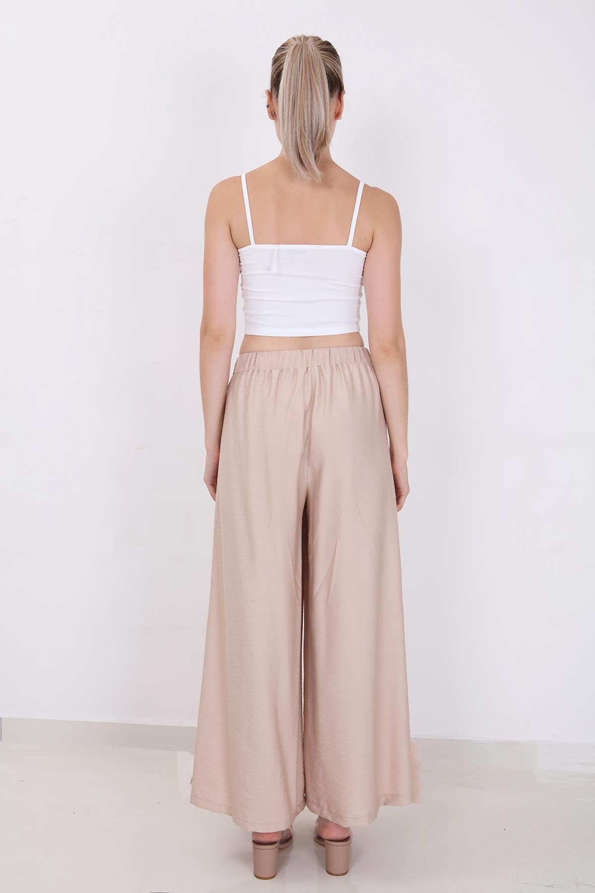 STYLISH WIDE LEG TROUSERS WITH ELASTANE BACK
