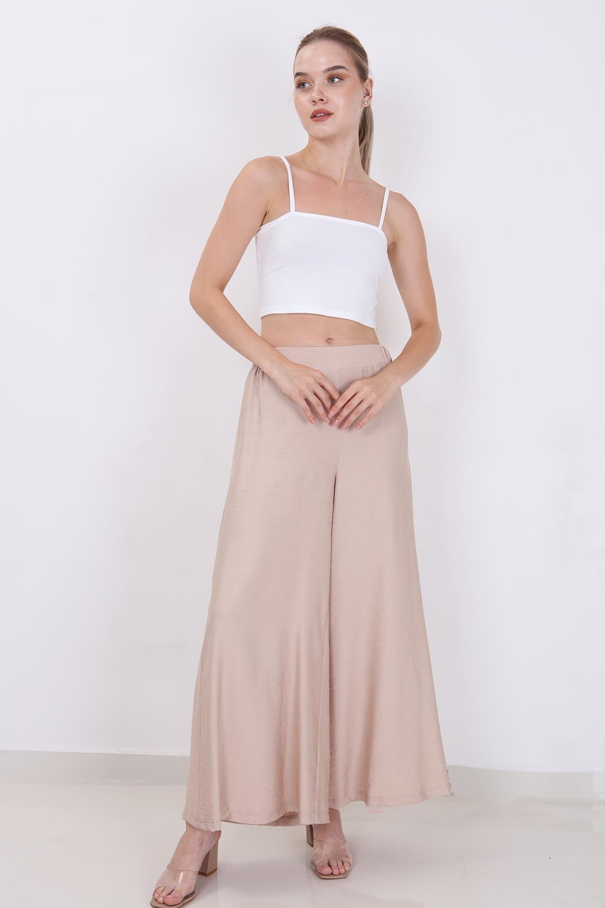 STYLISH WIDE LEG TROUSERS WITH ELASTANE BACK