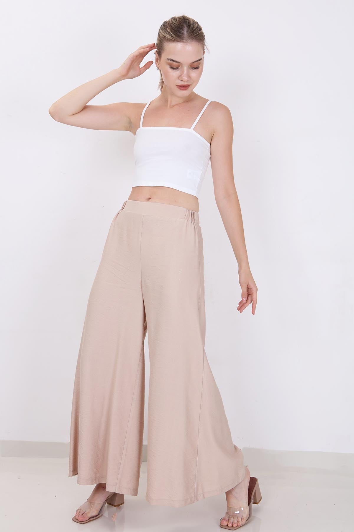 STYLISH WIDE LEG TROUSERS WITH ELASTANE BACK