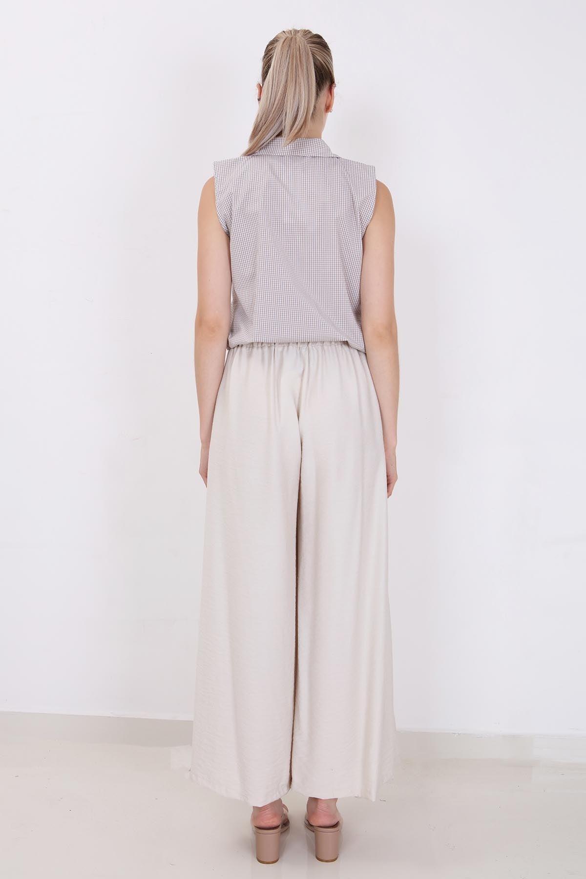 STYLISH WIDE LEG TROUSERS WITH ELASTANE BACK