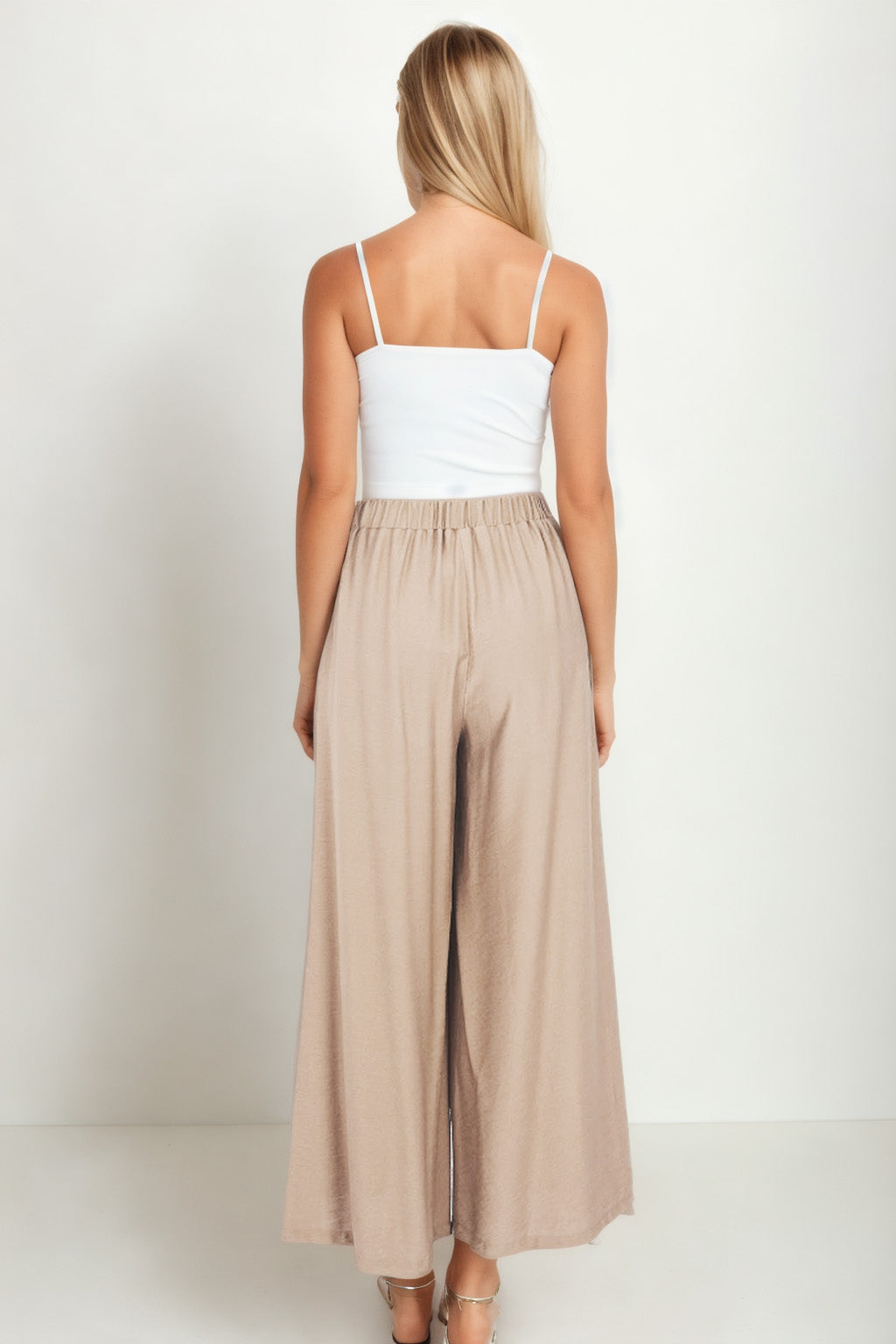 STYLISH WIDE LEG TROUSERS WITH ELASTANE BACK