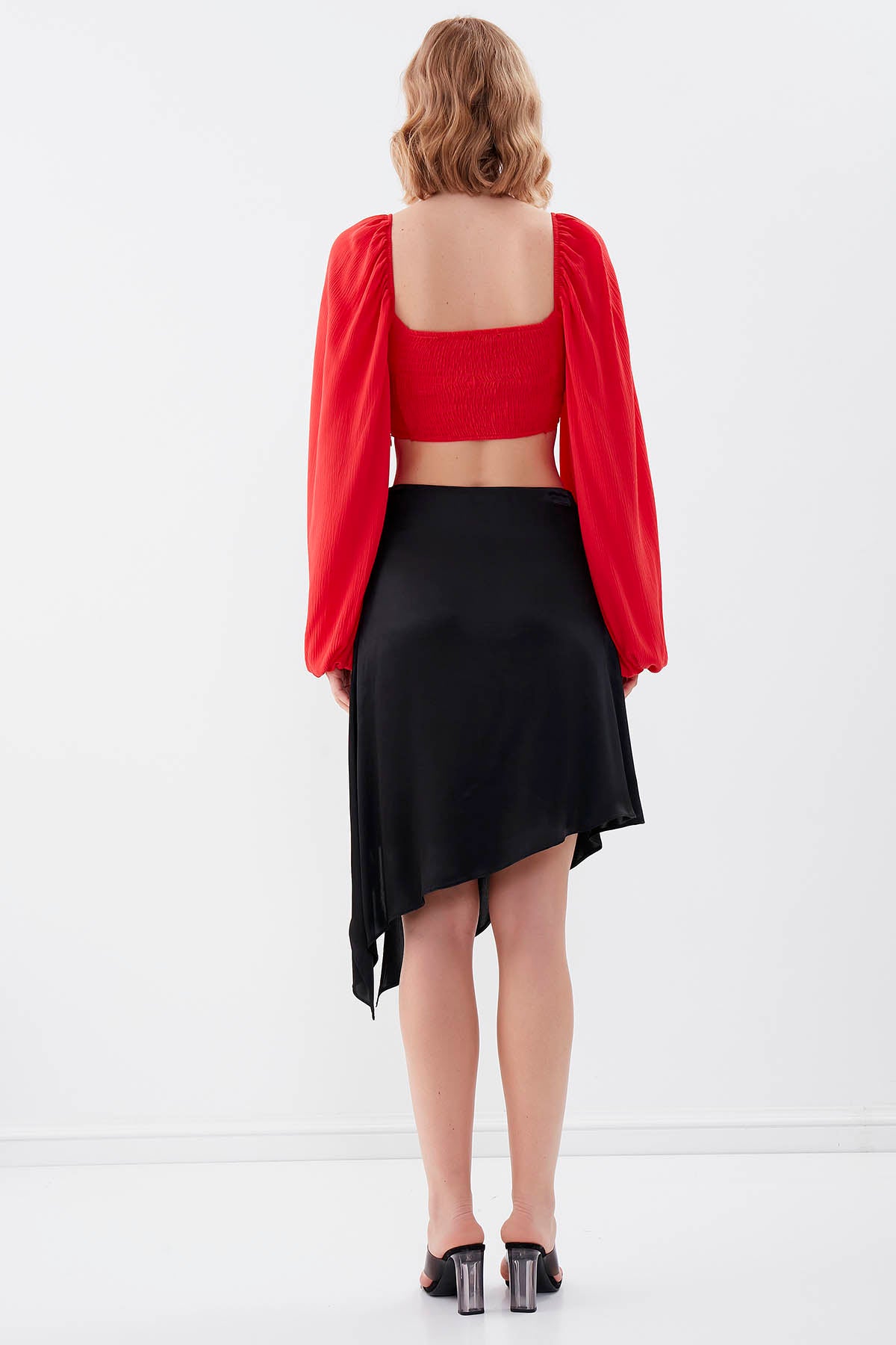 ASYMMETRIC SATIN SKIRT