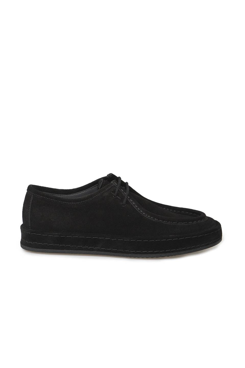 Black 100% Leather Laced Casual Suede Shoes