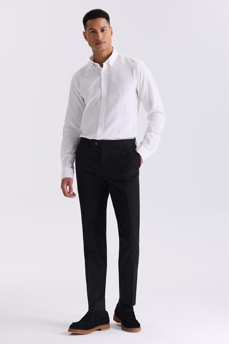 Black Slim Fit Cloth Trousers