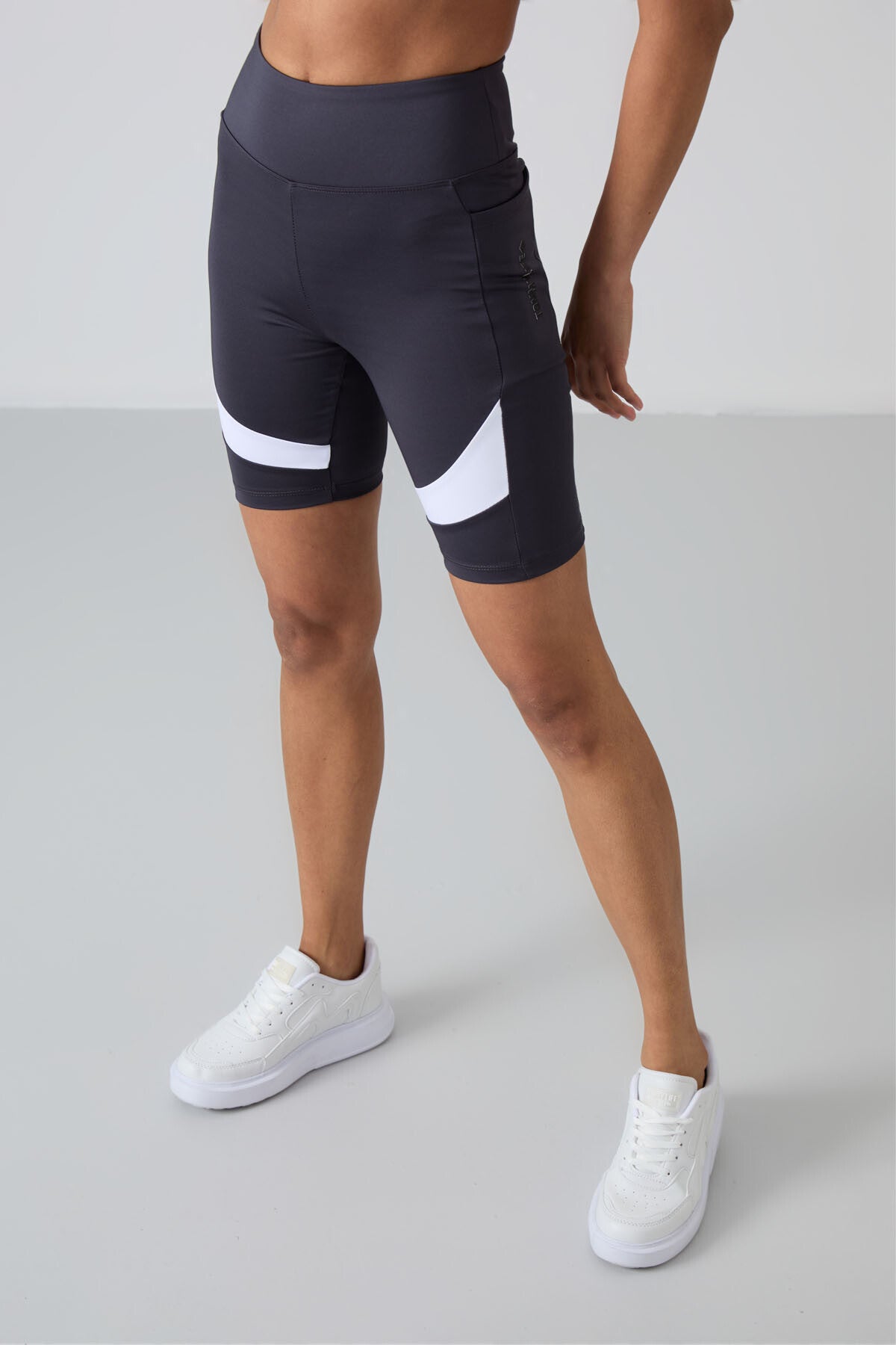 Anthracite Polyester Flexible Standard Fit Performance Women's Biker Tights - 91012