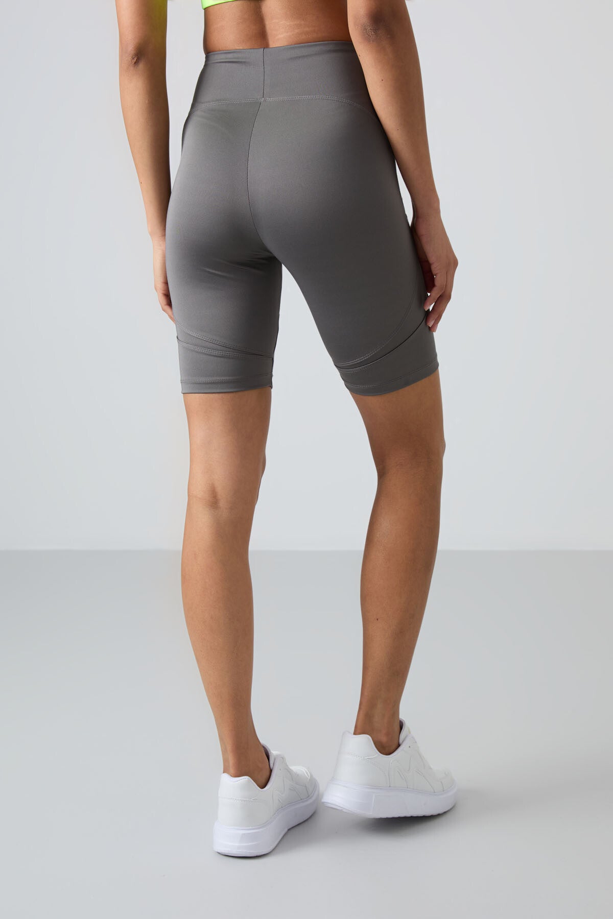 Dark Grey Polyester Flexible Standard Fit Performance Women's Biker Tights - 91013