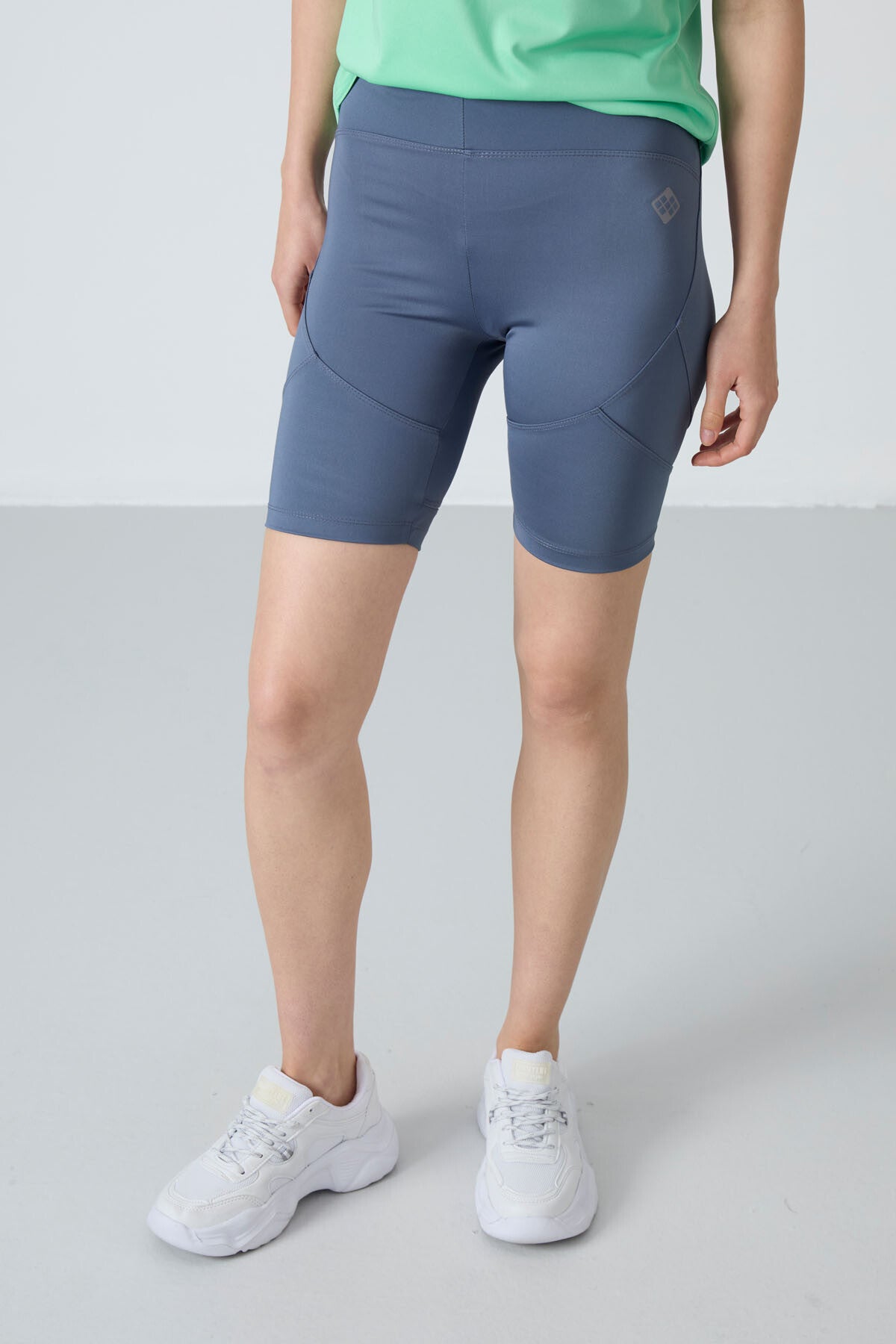 Petrol Polyester Flexible Standard Fit Performance Women's Biker Tights - 91013