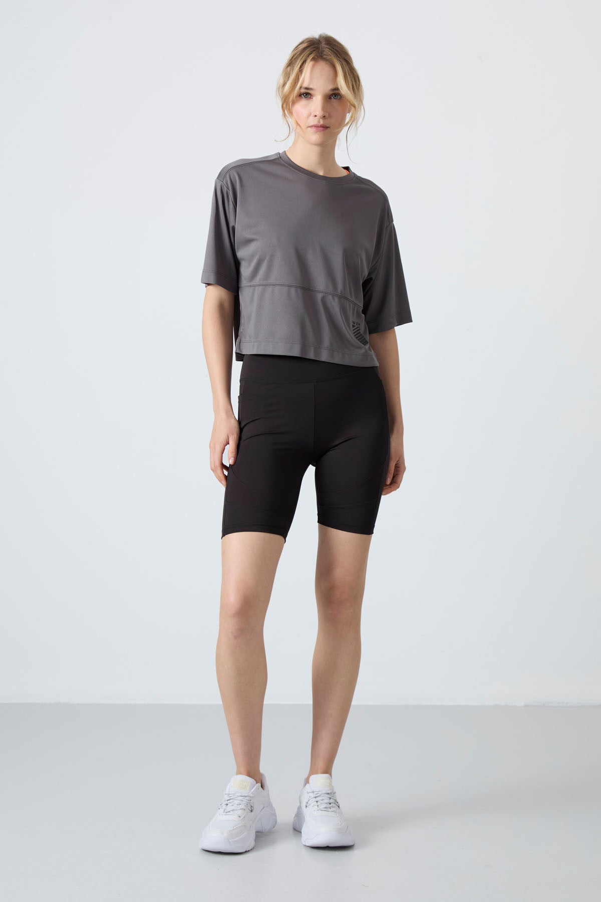 Black Polyester Flexible Standard Fit Performance Women's Biker Tights - 91012