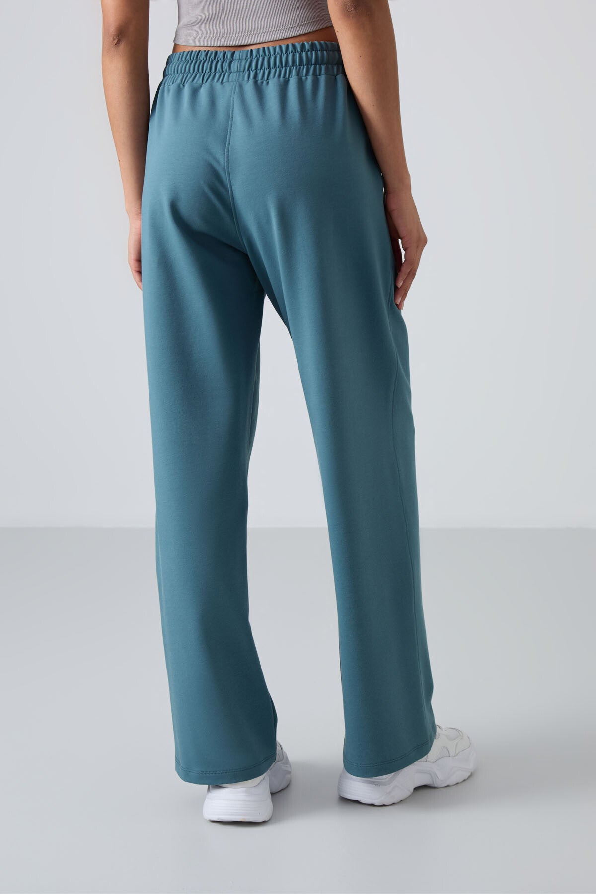 Forest Green High Waist Comfort Fit Wide Leg Women's Tracksuit Bottom - 94567