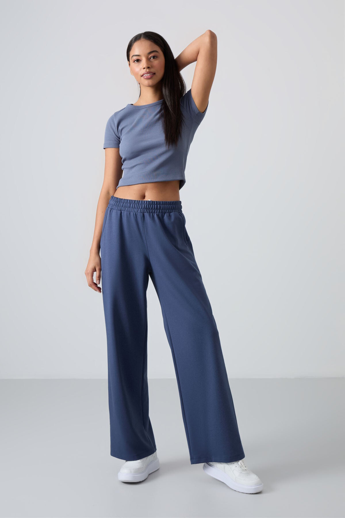 High Waist Comfort Fit Wide Leg Women's Tracksuit Bottom - 94567