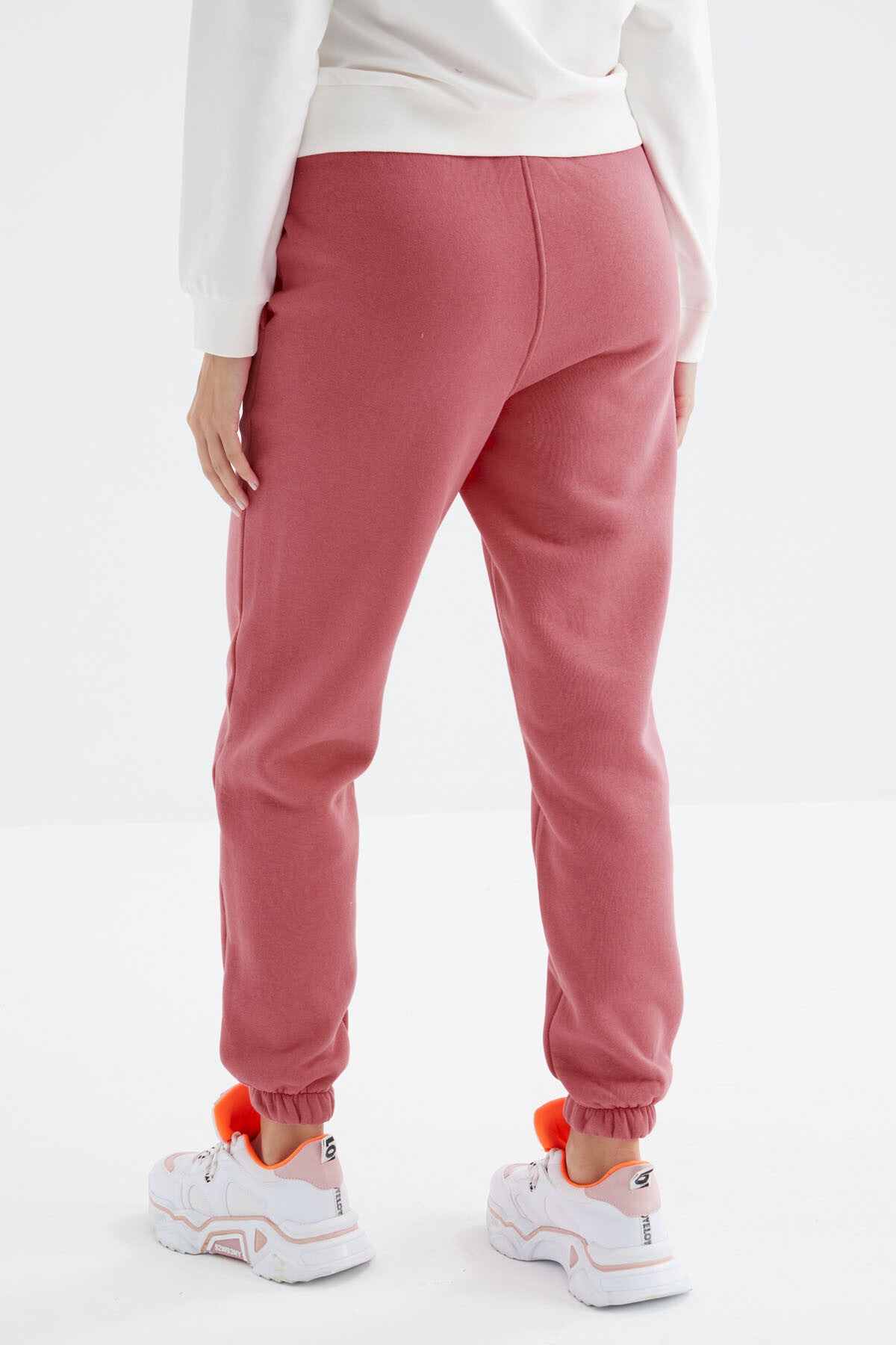 Wild Rose High Waist Brushed 3-Thread Cotton Basic Women's Tracksuit Bottom - 94624