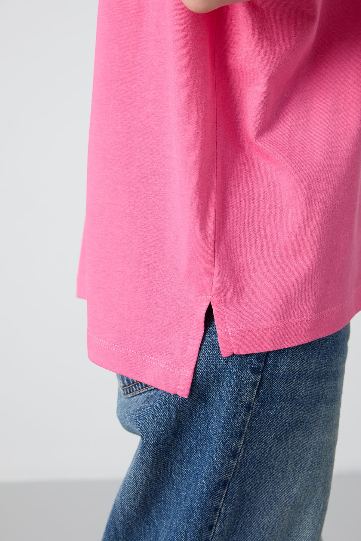 Sugar Pink Jersey Modal Soft Touch Oversize Fit Basic Women's T-Shirt - 97285