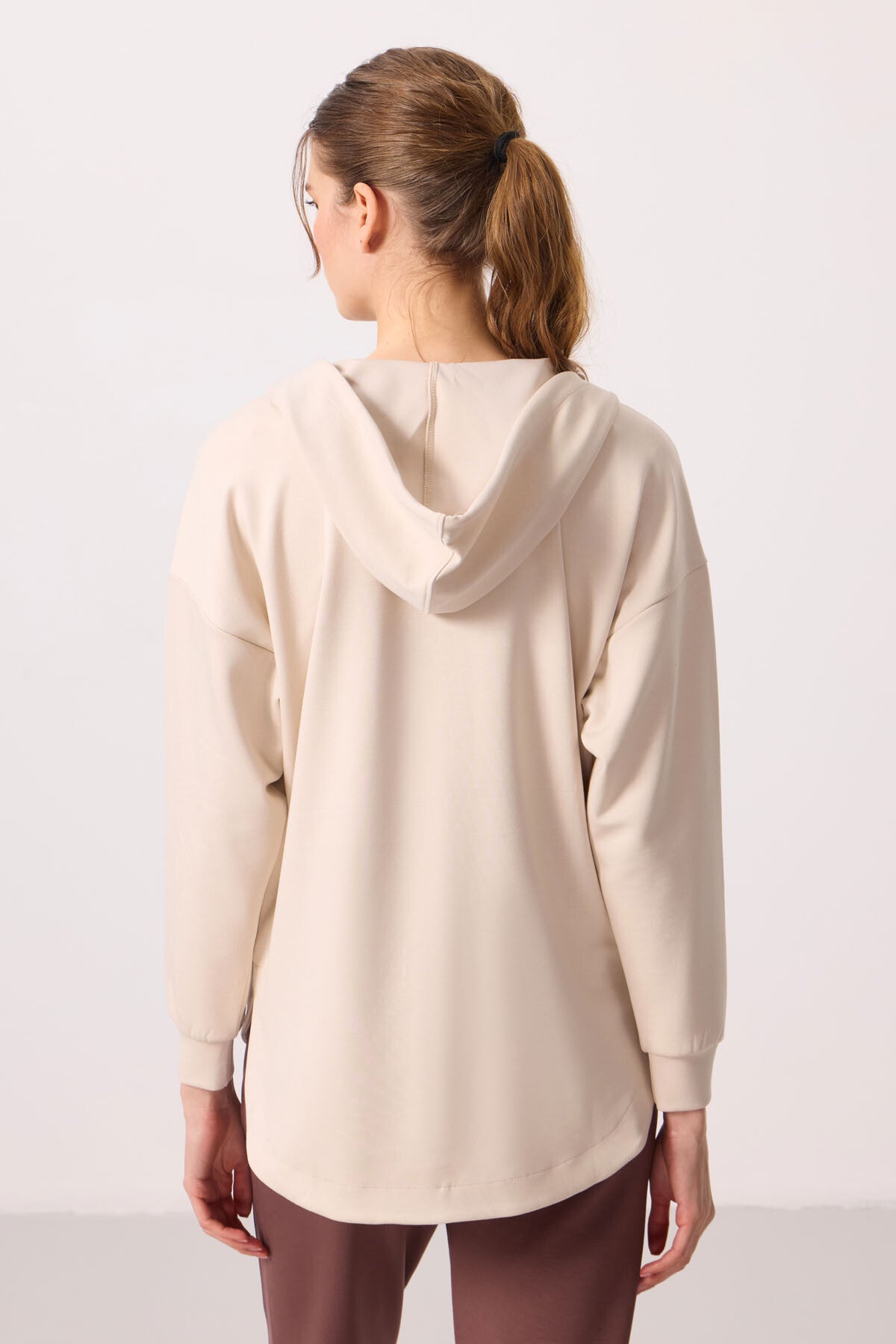 Soft Woven Hooded Oversize Women's Tunic Sweatshirt - 97302