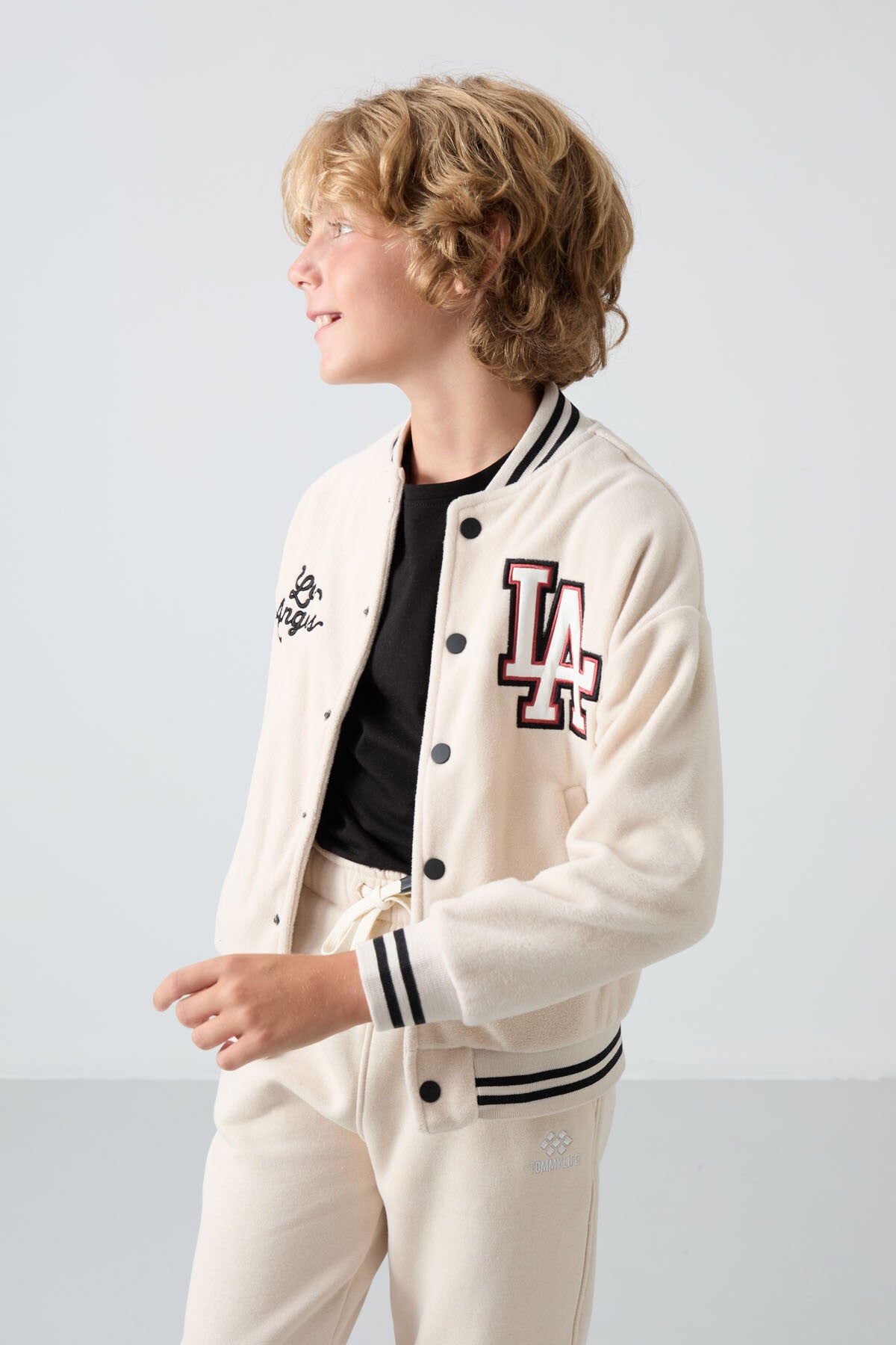 Thick, Soft Textured Standard Fit Embroidered Fleece Boys' College Jacket - 11227