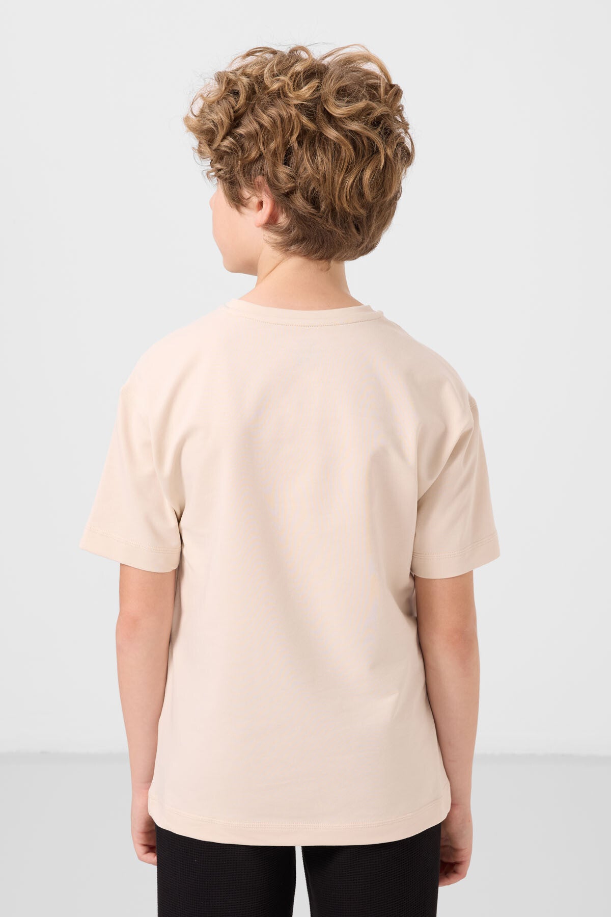 Beige cotton soft-weave oversize printed T-Shirt - 11285