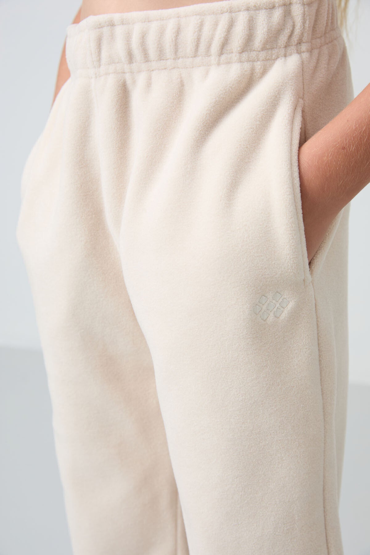 Thick, Soft Textured Standard Fit Embroidered Fleece Girls' Tracksuit Bottom - 75155