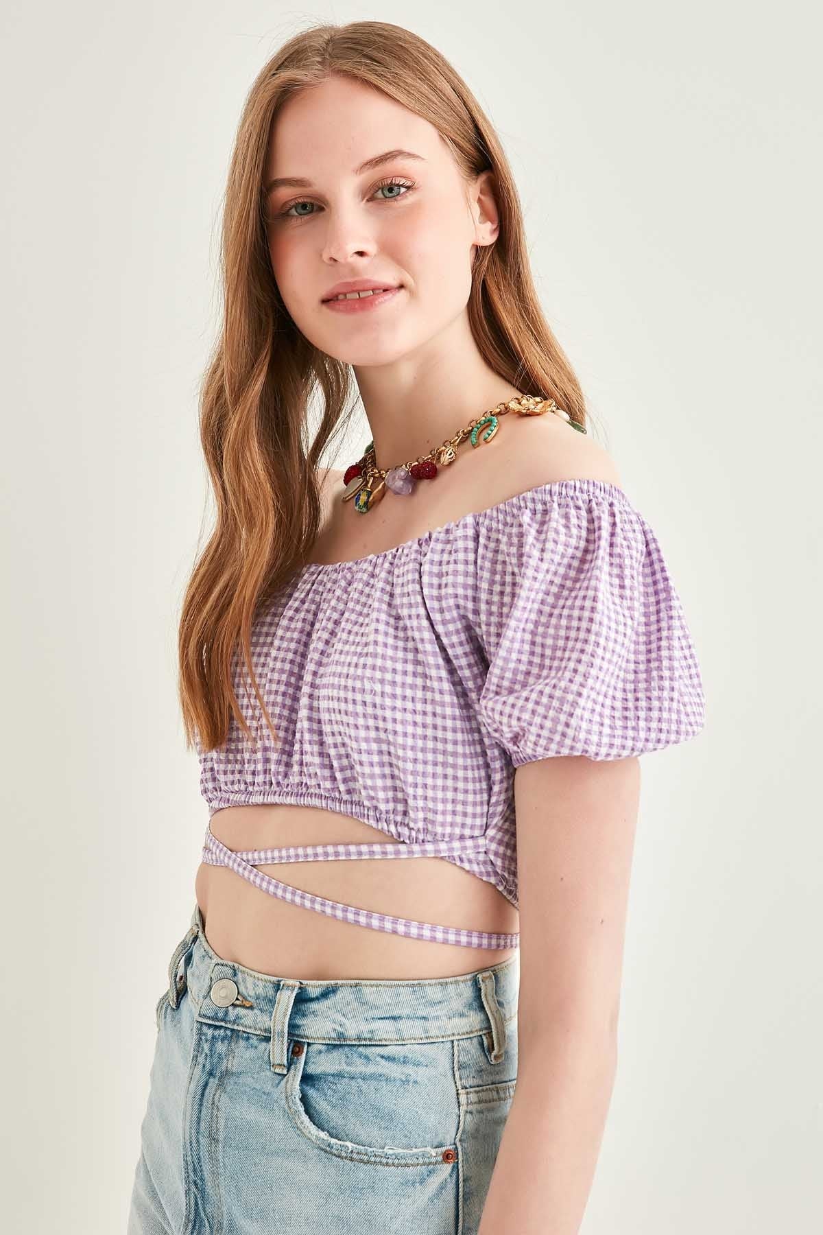 WAIST LACED MINI BLOUSE
