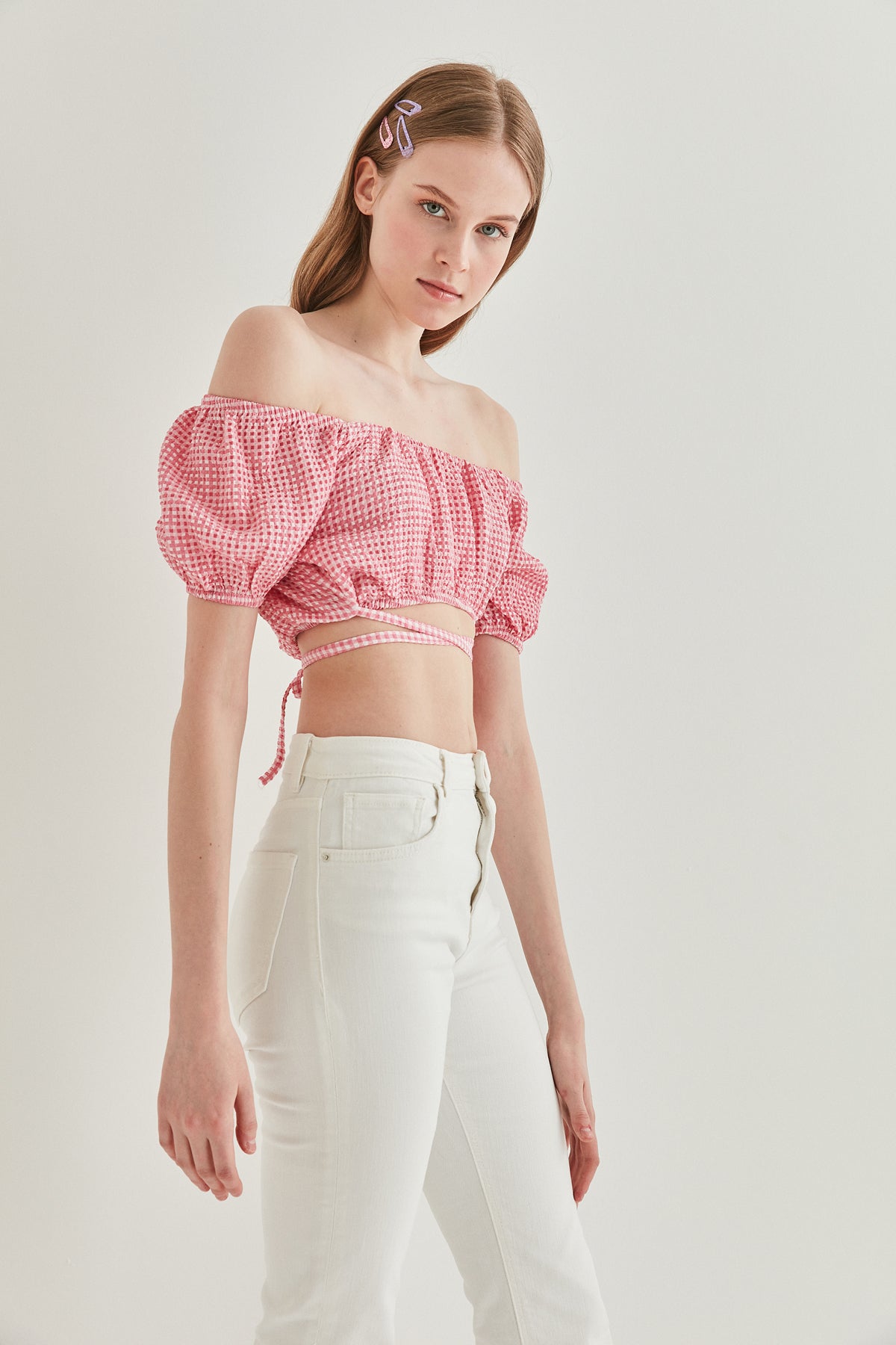WAIST LACED MINI BLOUSE