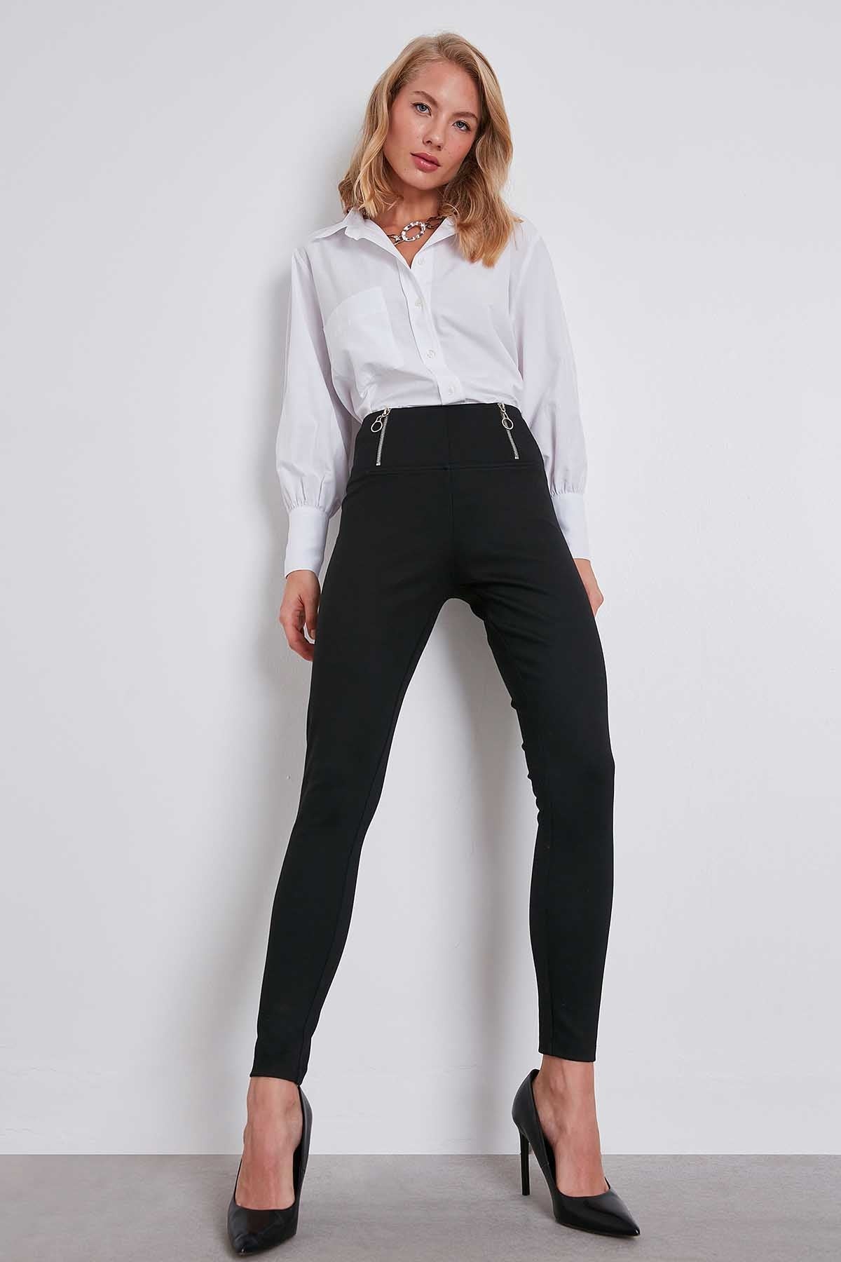 WAIST ZIP DETAILED HIGH WAIST TIGHTS