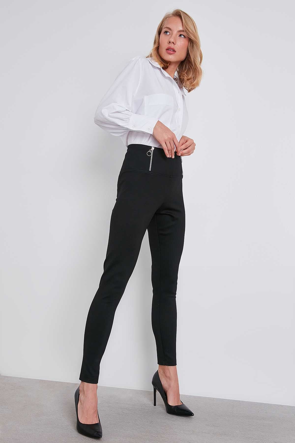 WAIST ZIP DETAILED HIGH WAIST TIGHTS