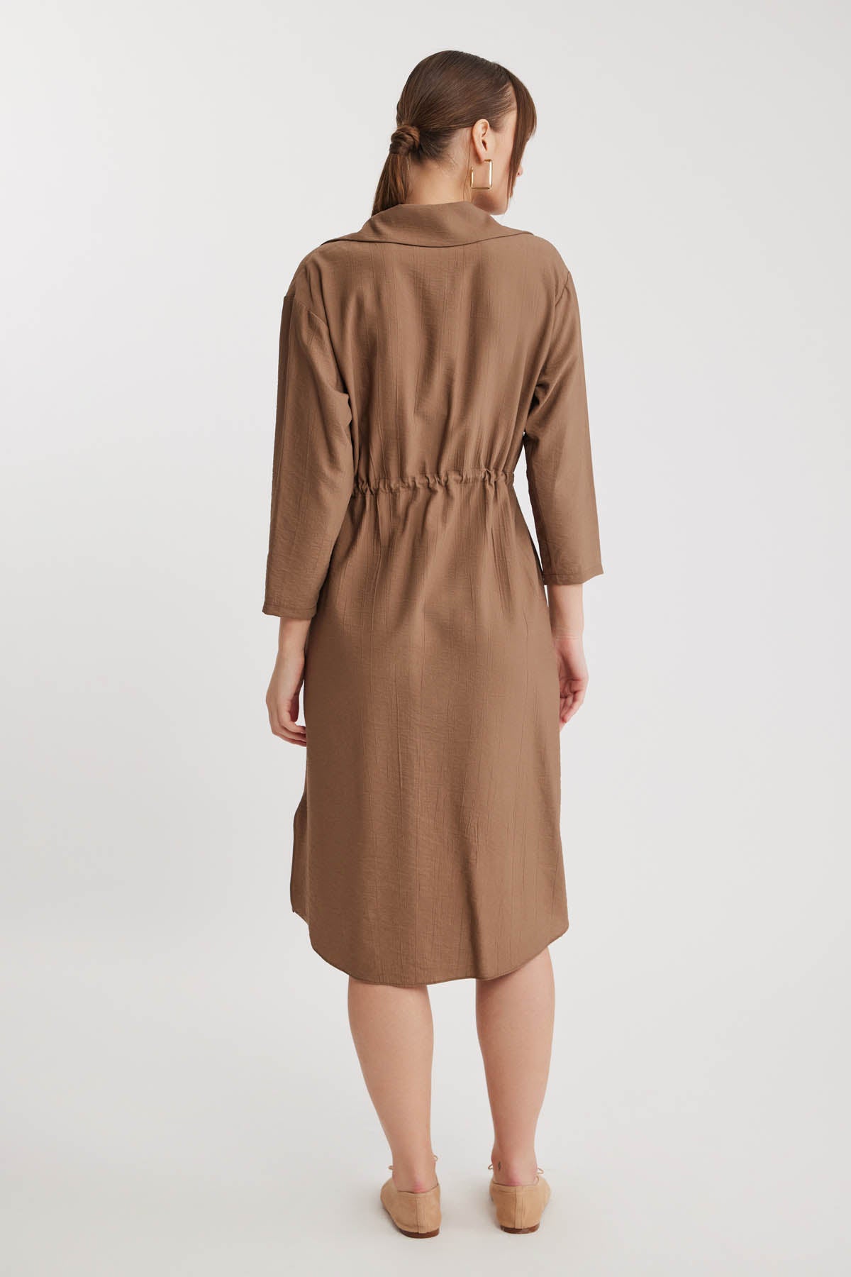 DRESS WITH BELT-BENT CRINKLE BUTTON