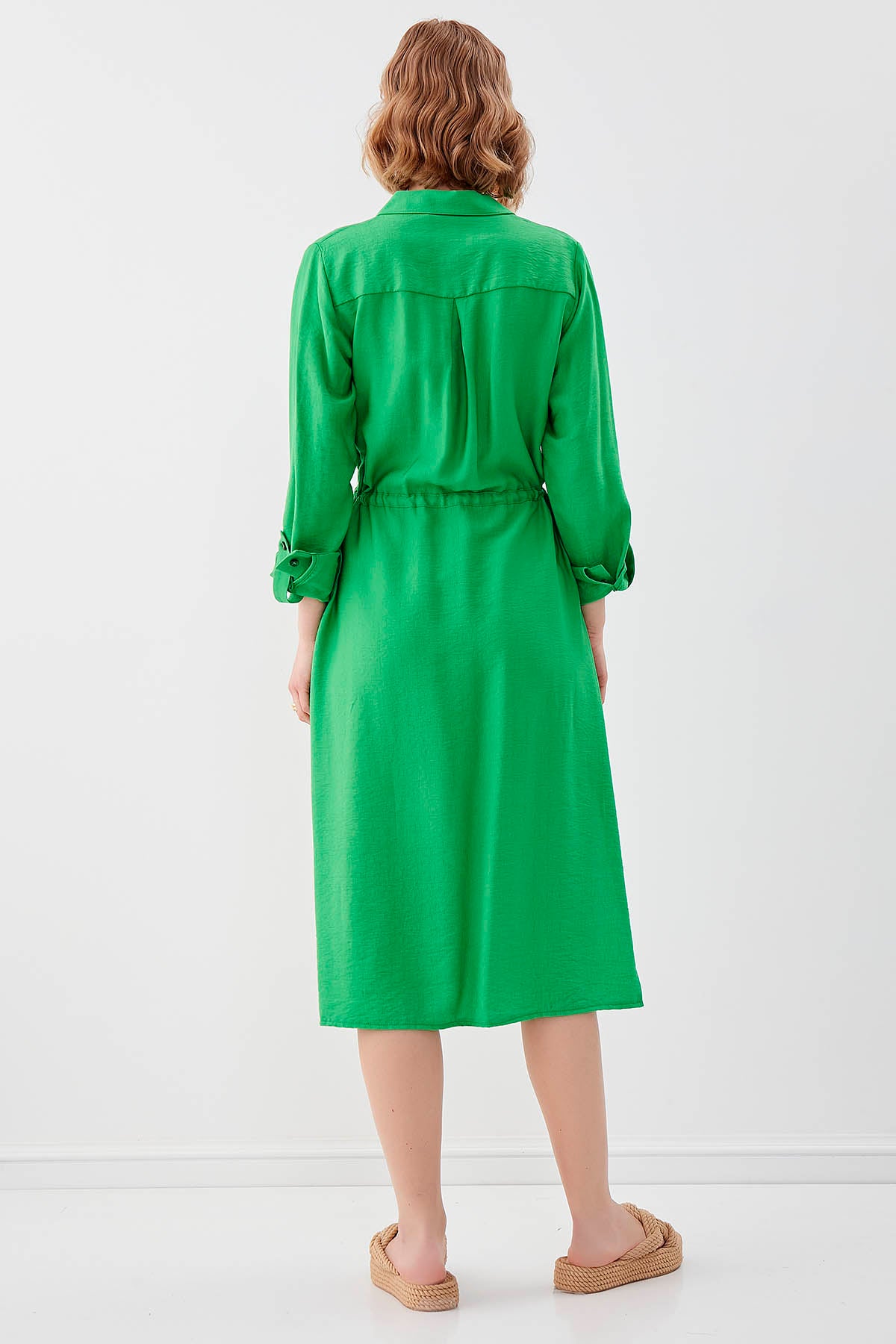 DUAL POCKET SHIRT DRESS WITH TIE-UP