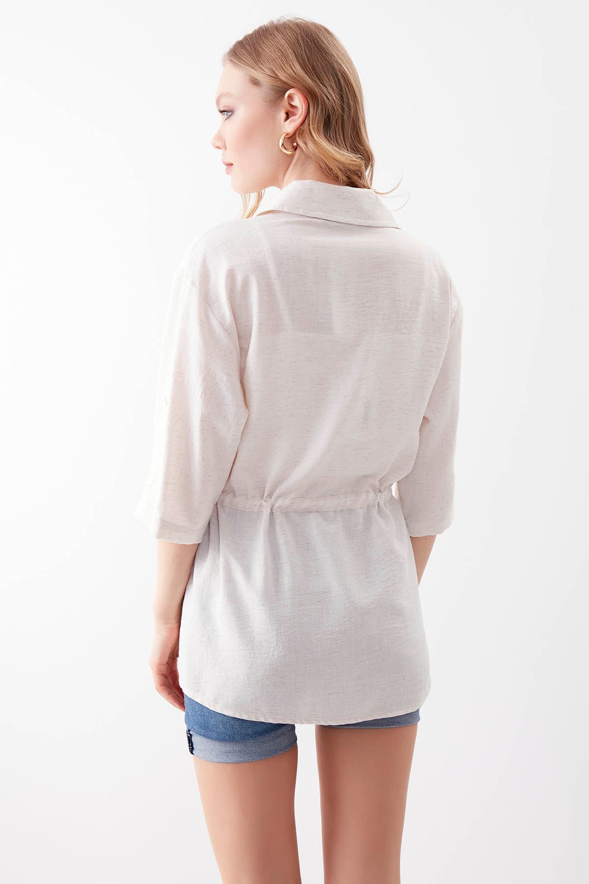 VISCOSE LINEN SHIRT WITH COVER POCKET