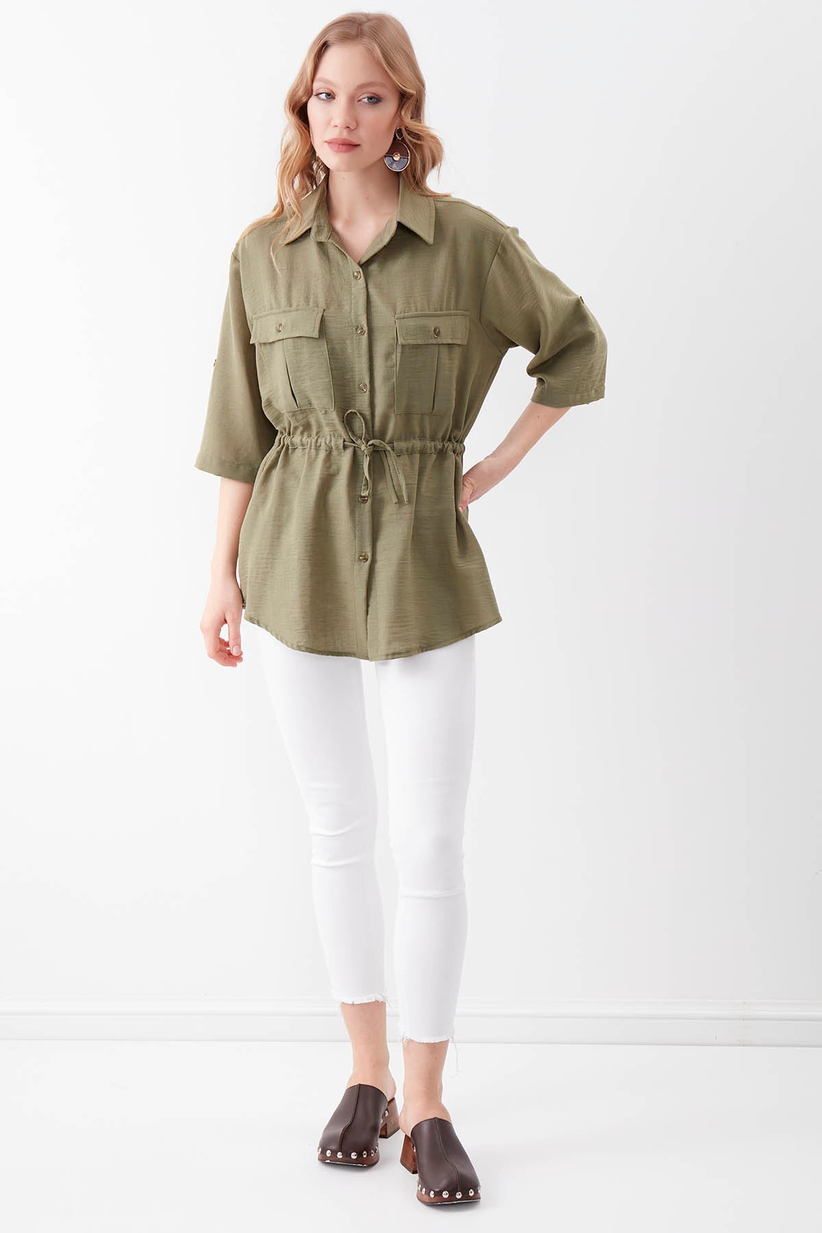 VISCOSE LINEN SHIRT WITH COVER POCKET