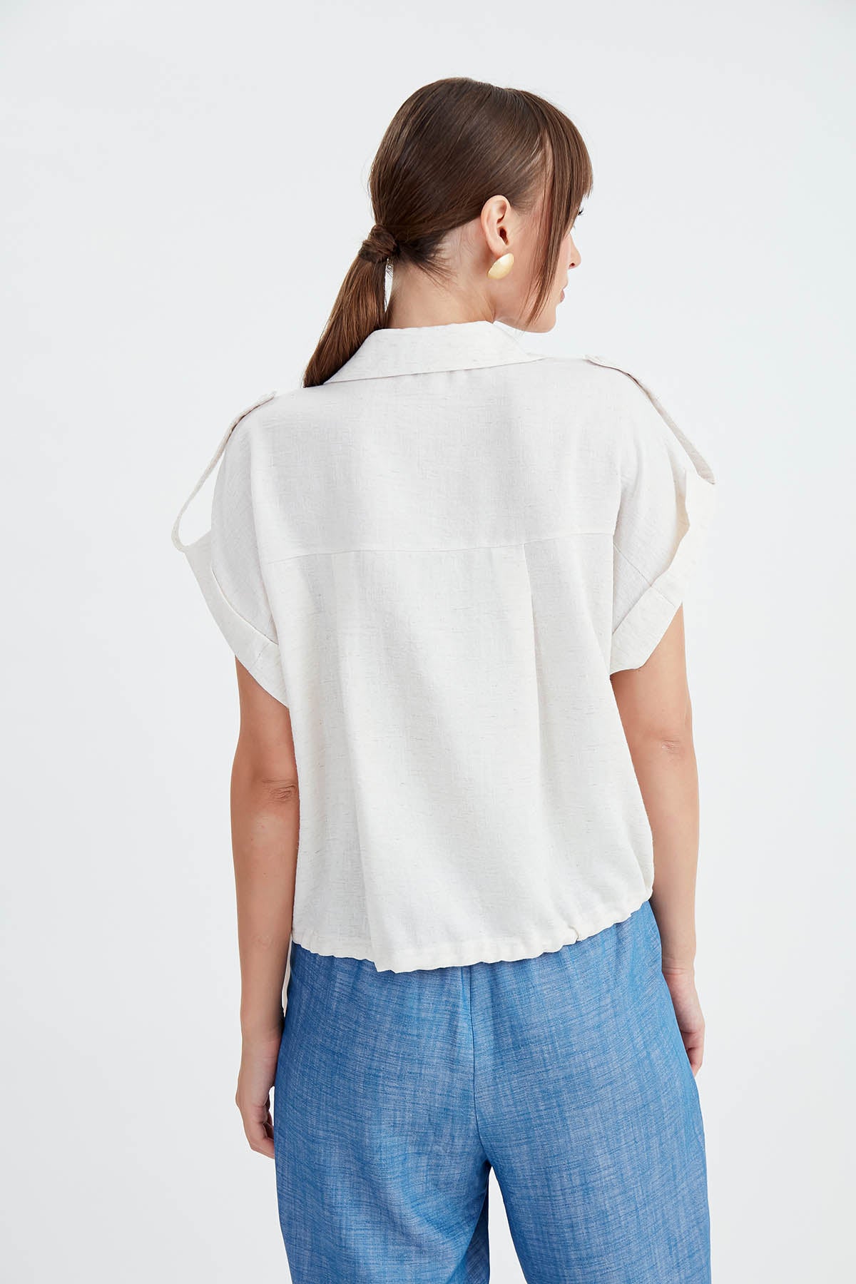VISCOSE LINEN SHIRT WITH THE WAIST
