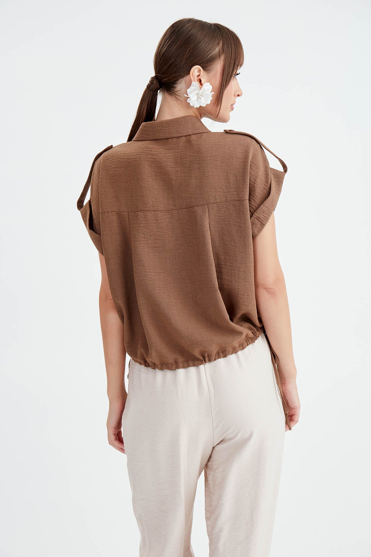 VISCOSE LINEN SHIRT WITH THE WAIST